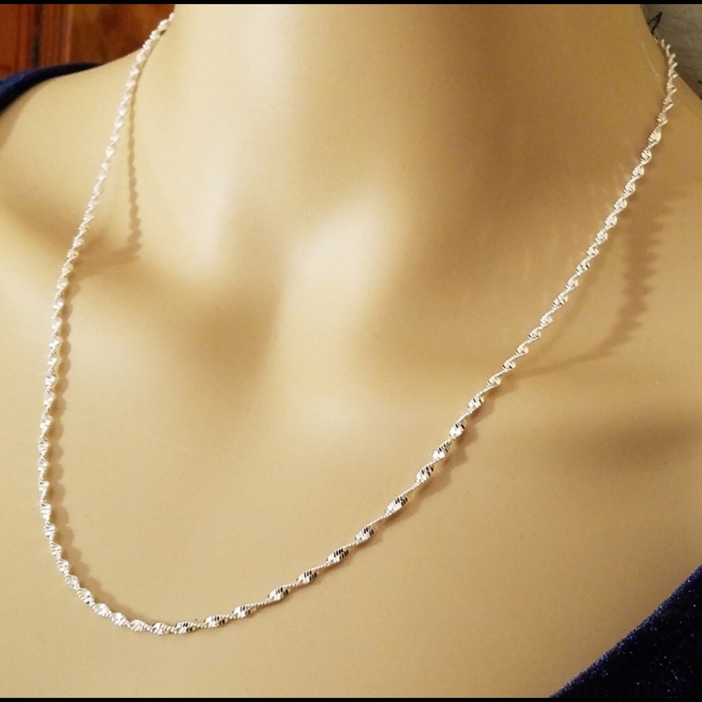 925 Sterling Silver Singapore Link Chain 22”